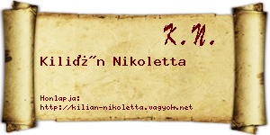Kilián Nikoletta névjegykártya